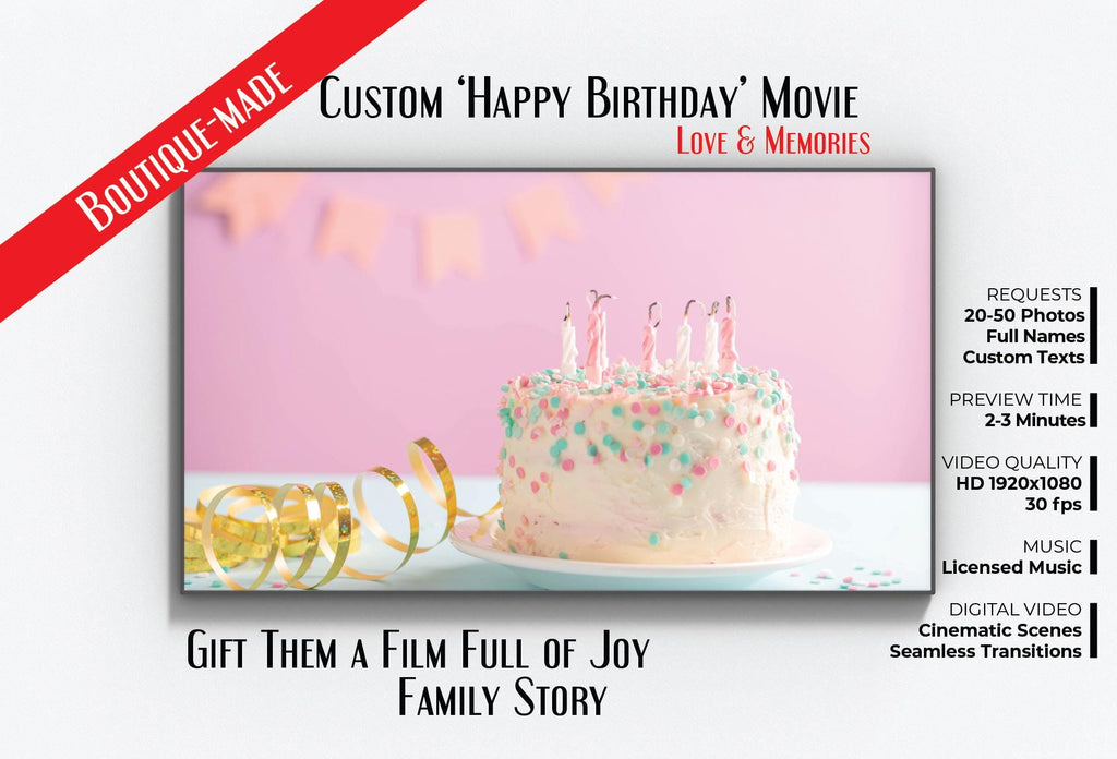 Personalized Birthday Video Gift: Cinematic Photo Slideshow (Digital Download)