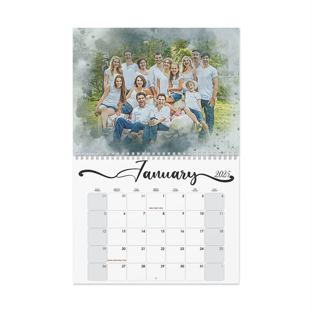 Personalized Photo Wall Calendar, Custom Family Gift (11x8.5)