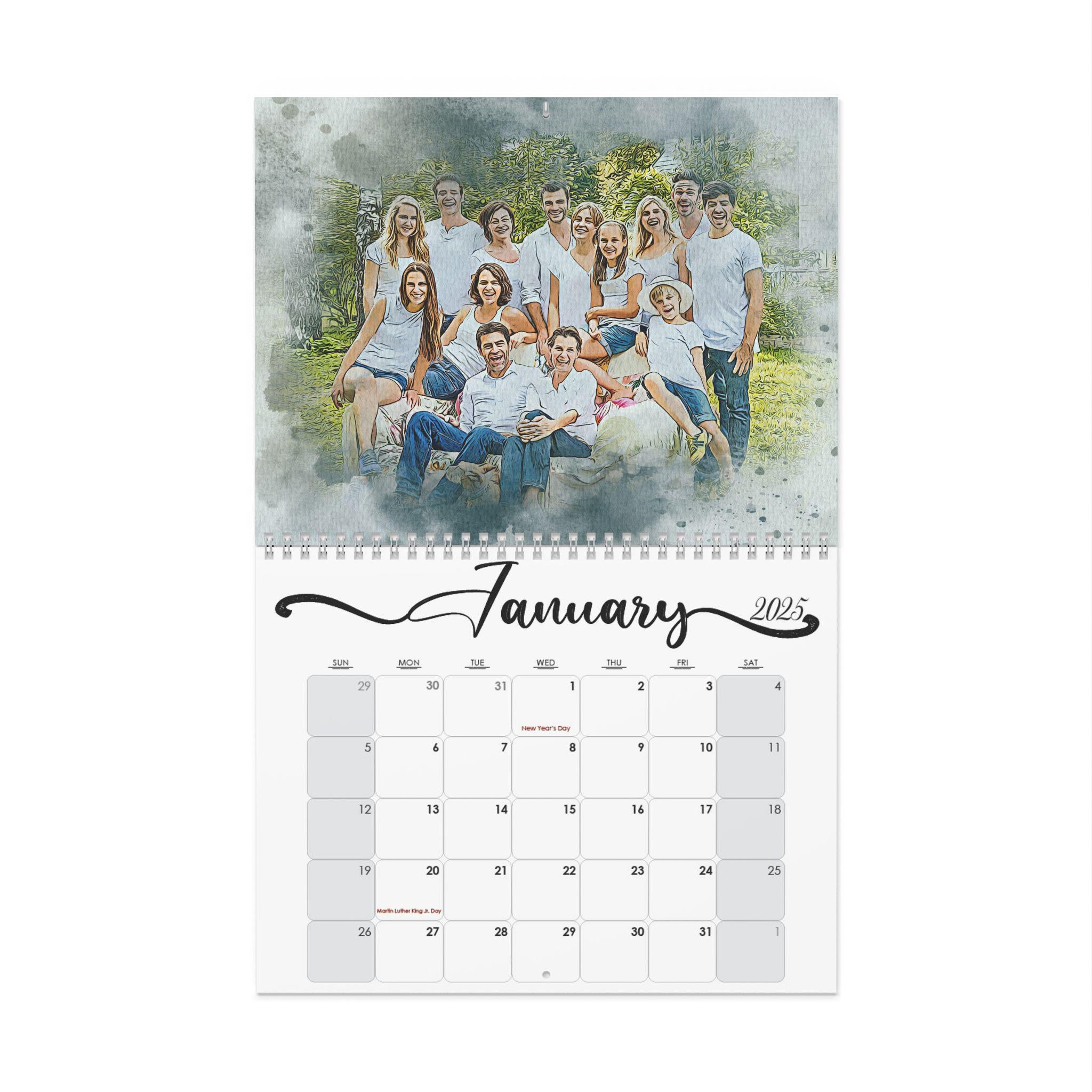 Personalized Photo Wall Calendar, Custom Family Gift (11x8.5)