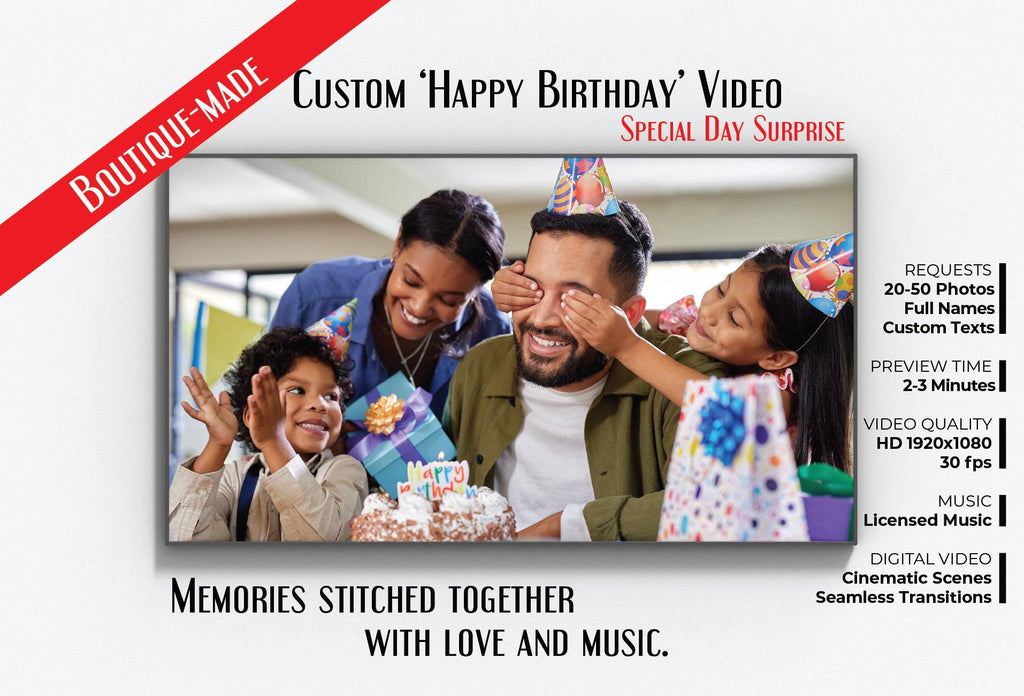 Personalized Birthday Video Gift: Cinematic Photo Slideshow (Digital Download)