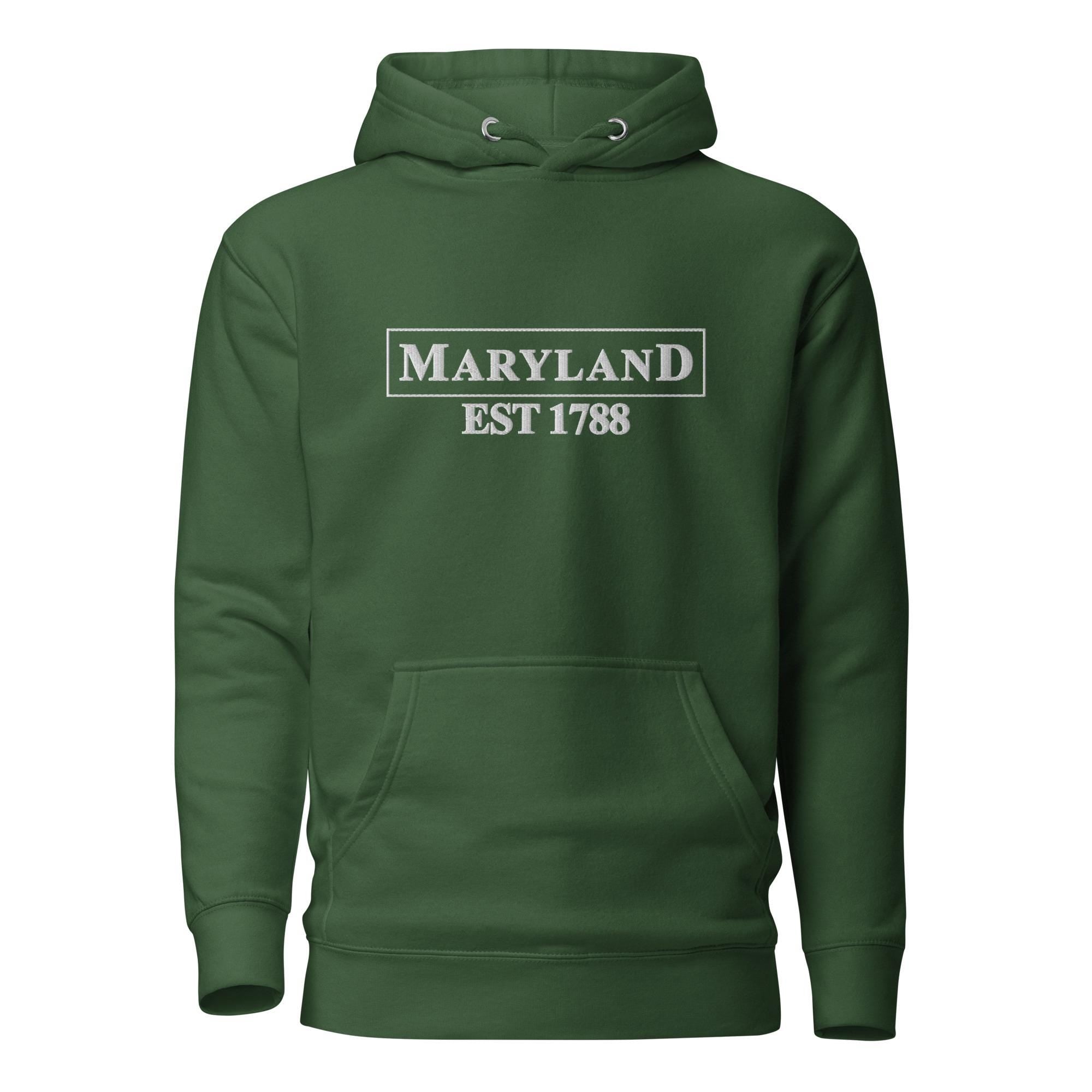 Embroidered Maryland State Premium Hoodie