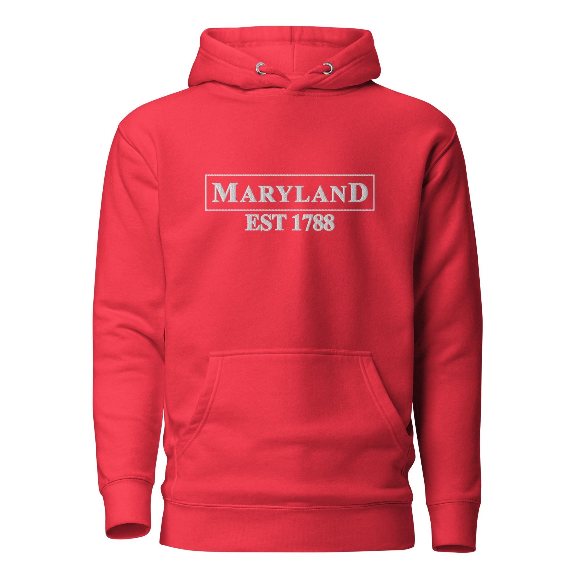 Embroidered Maryland State Premium Hoodie