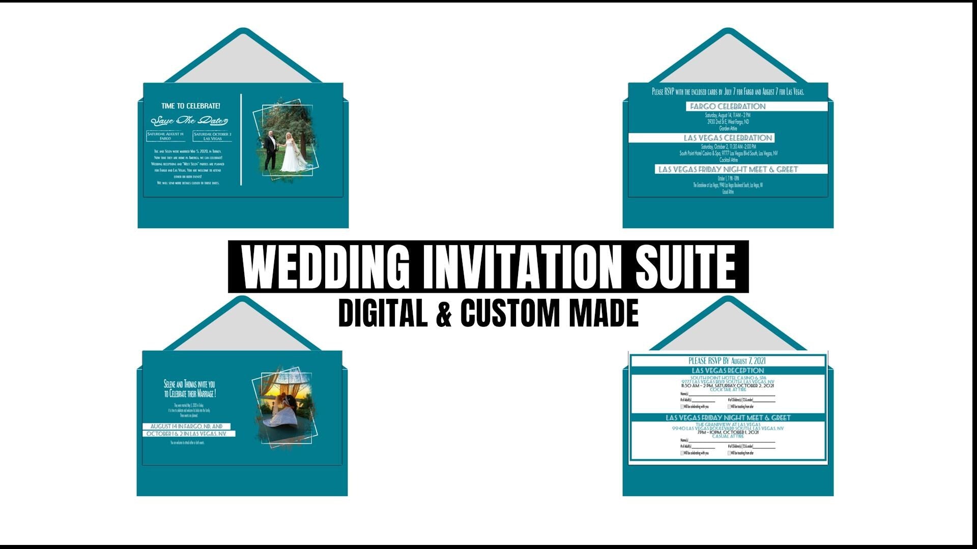 Animated Wedding Invitation Suite Videos + PDF + PNG : Glam E-Invite, RSVP Video (Digital Download)