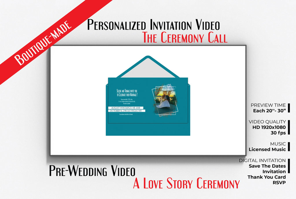 Animated Wedding Invitation Suite Videos + PDF + PNG : Glam E-Invite, RSVP Video (Digital Download)
