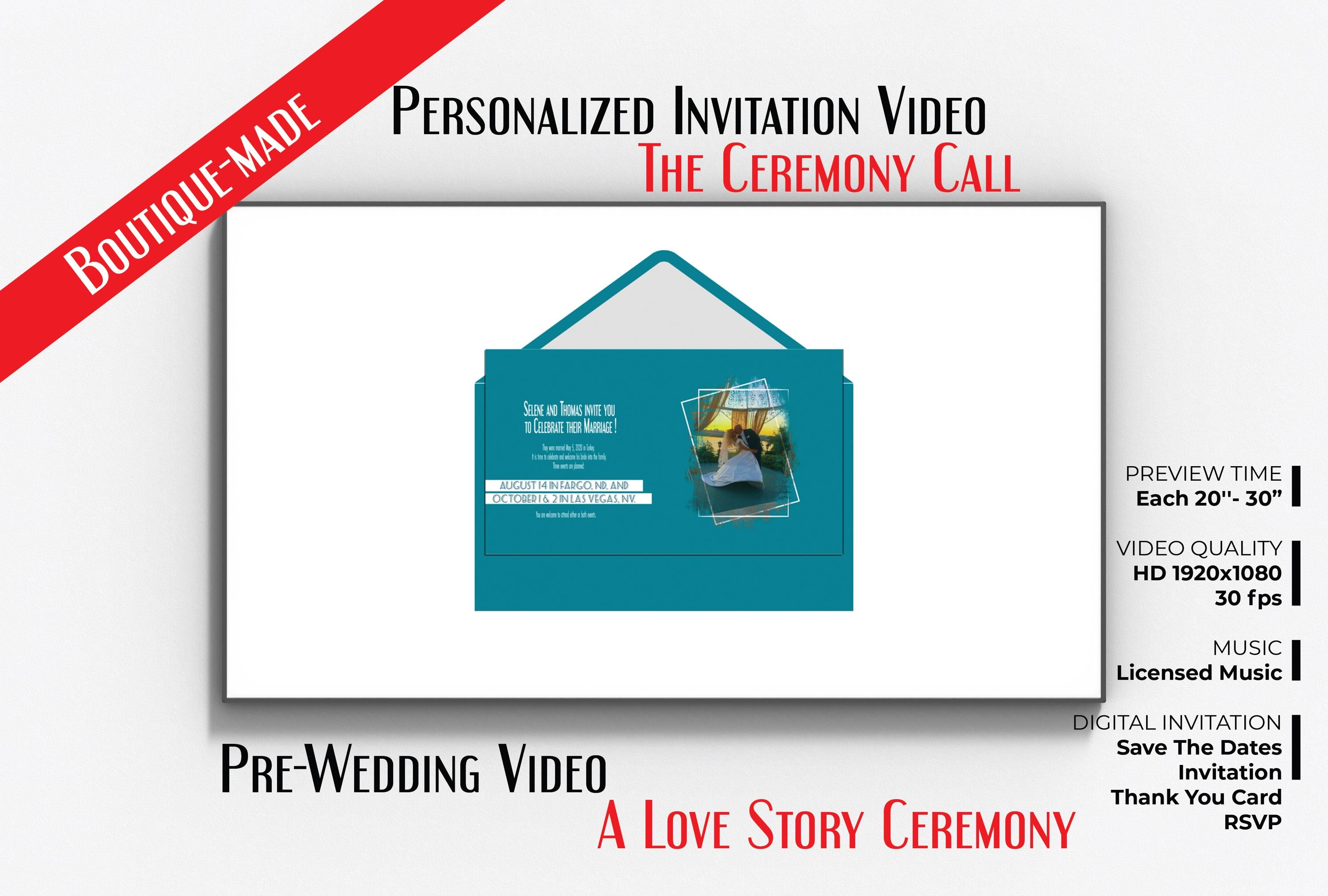 Animated Wedding Invitation Suite Videos + PDF + PNG : Glam E-Invite, RSVP Video (Digital Download)