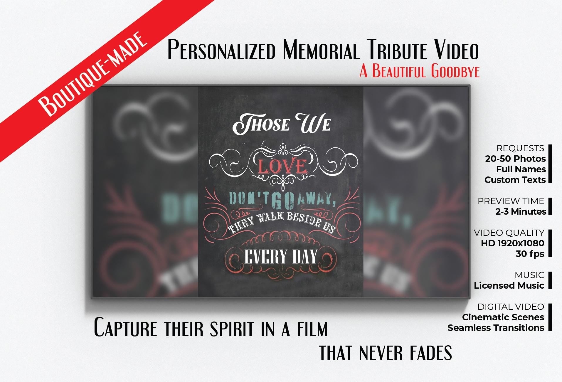 Personalized Memorial Video: Celebration of Life Tribute (Digital File, 1080p HD MP4 Format)
