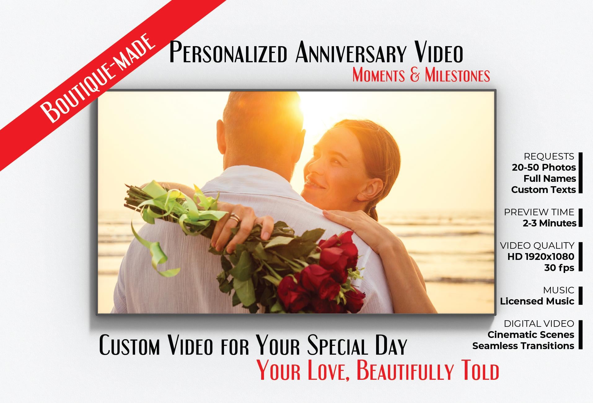 Personalized Anniversary Video Gift: Cinematic Photo Slideshow (Digital Download)