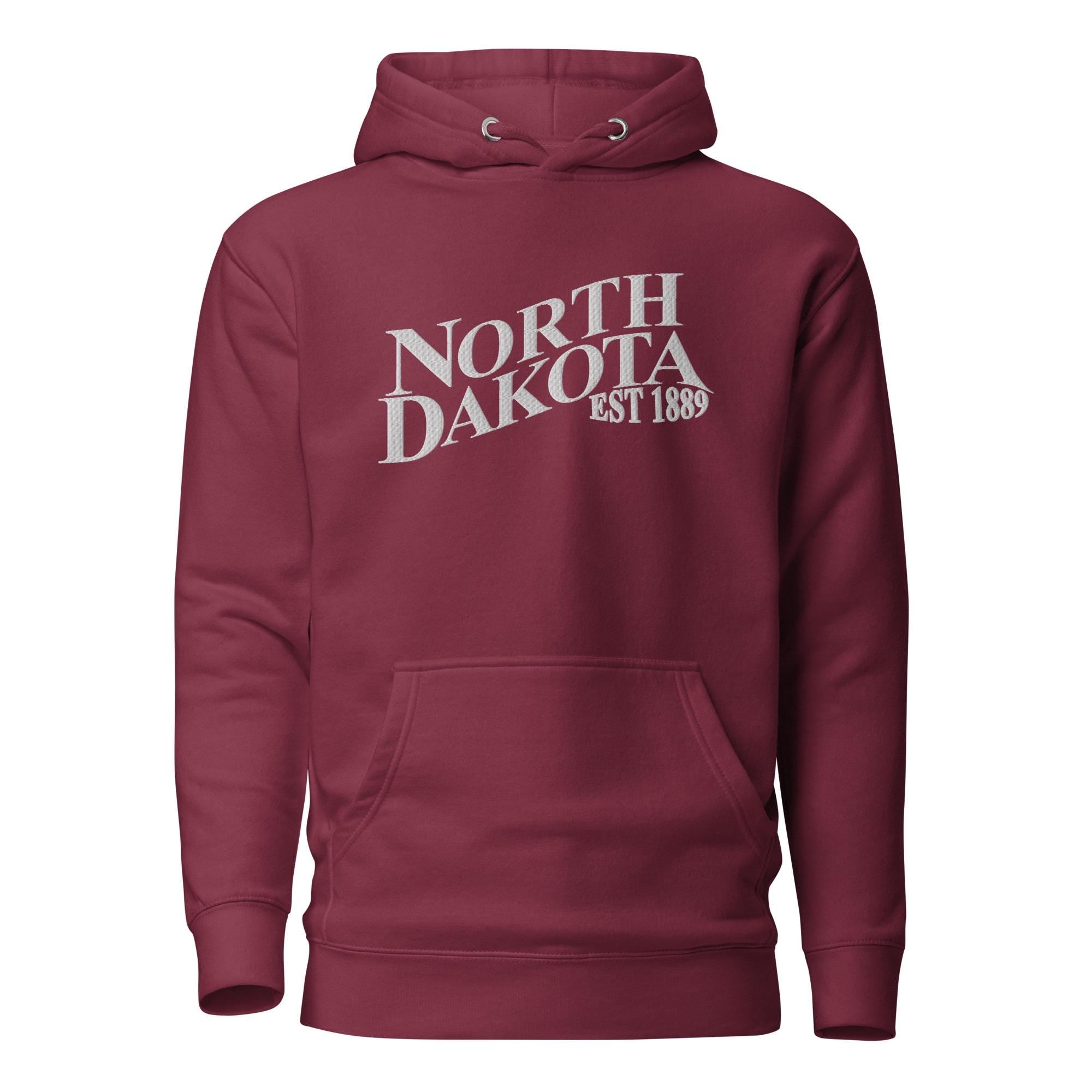Embroidered North Dakota Premium Hoodie
