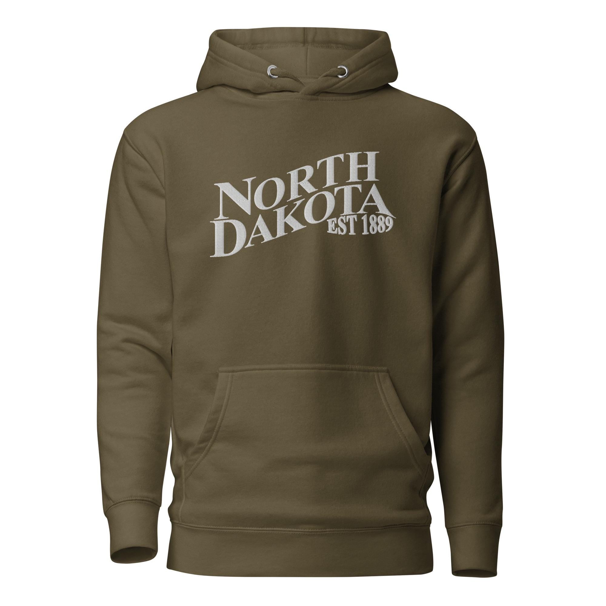 Embroidered North Dakota Premium Hoodie