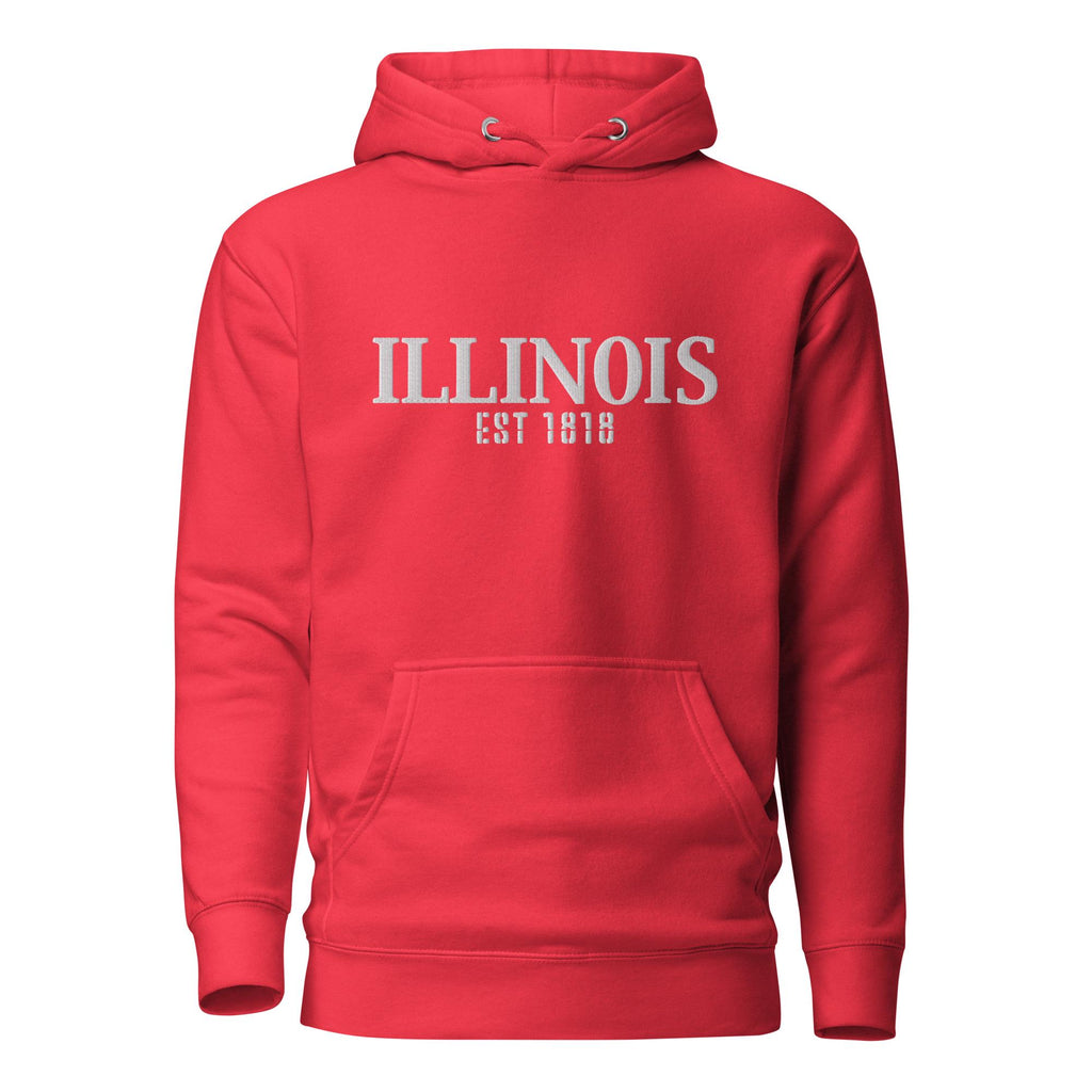Embroidered Illinois State Premium Hoodie