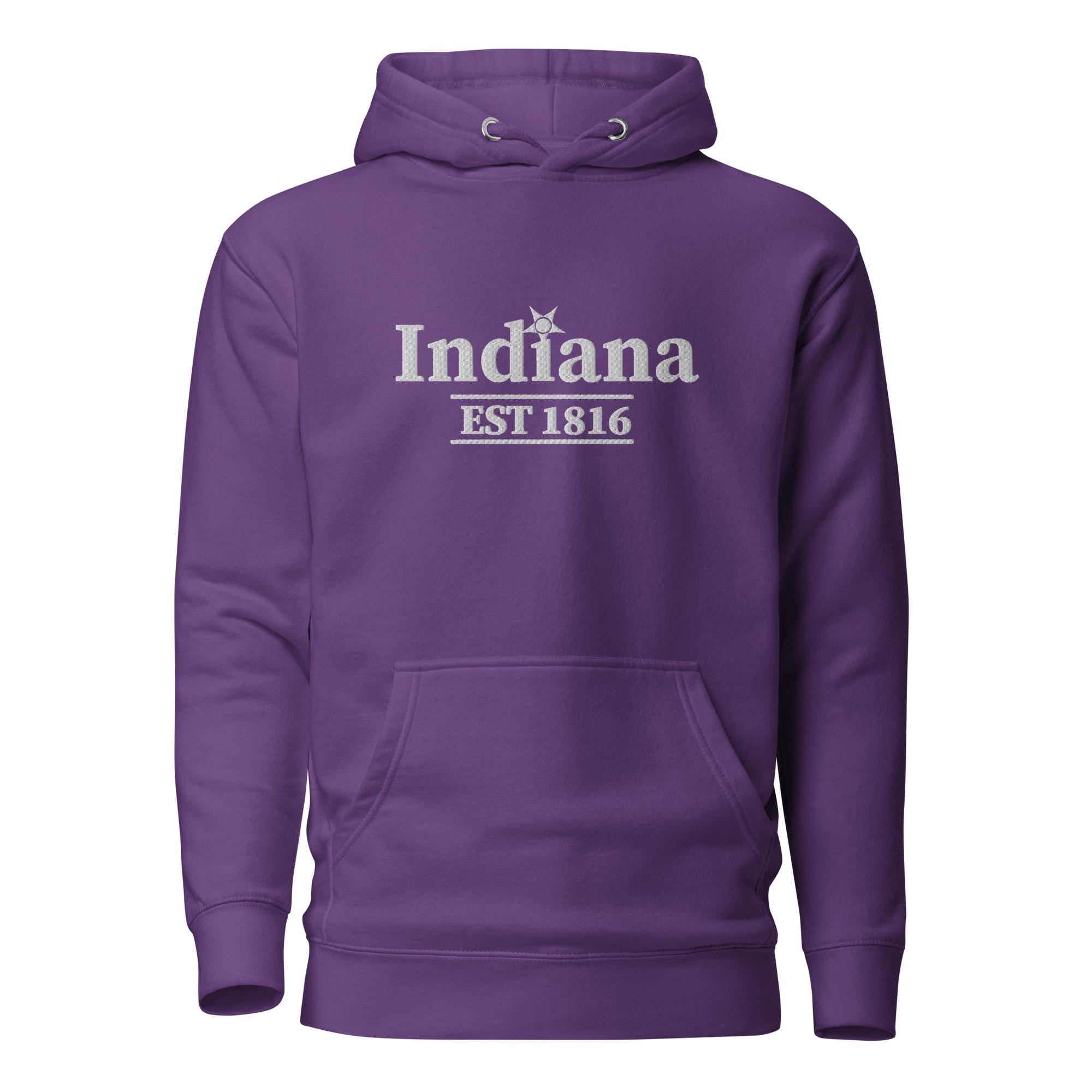 Embroidered Indiana State Premium Hoodie