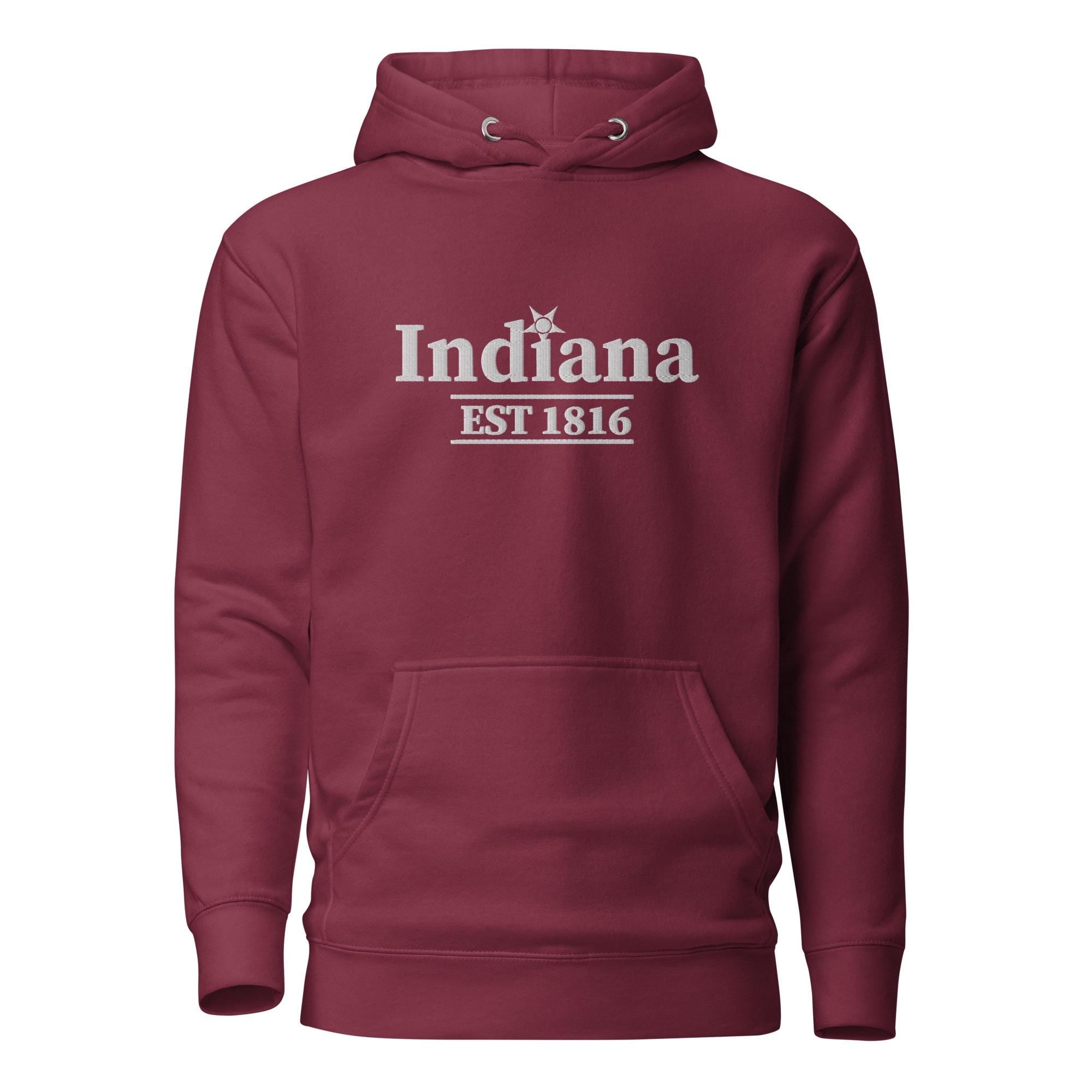 Embroidered Indiana State Premium Hoodie
