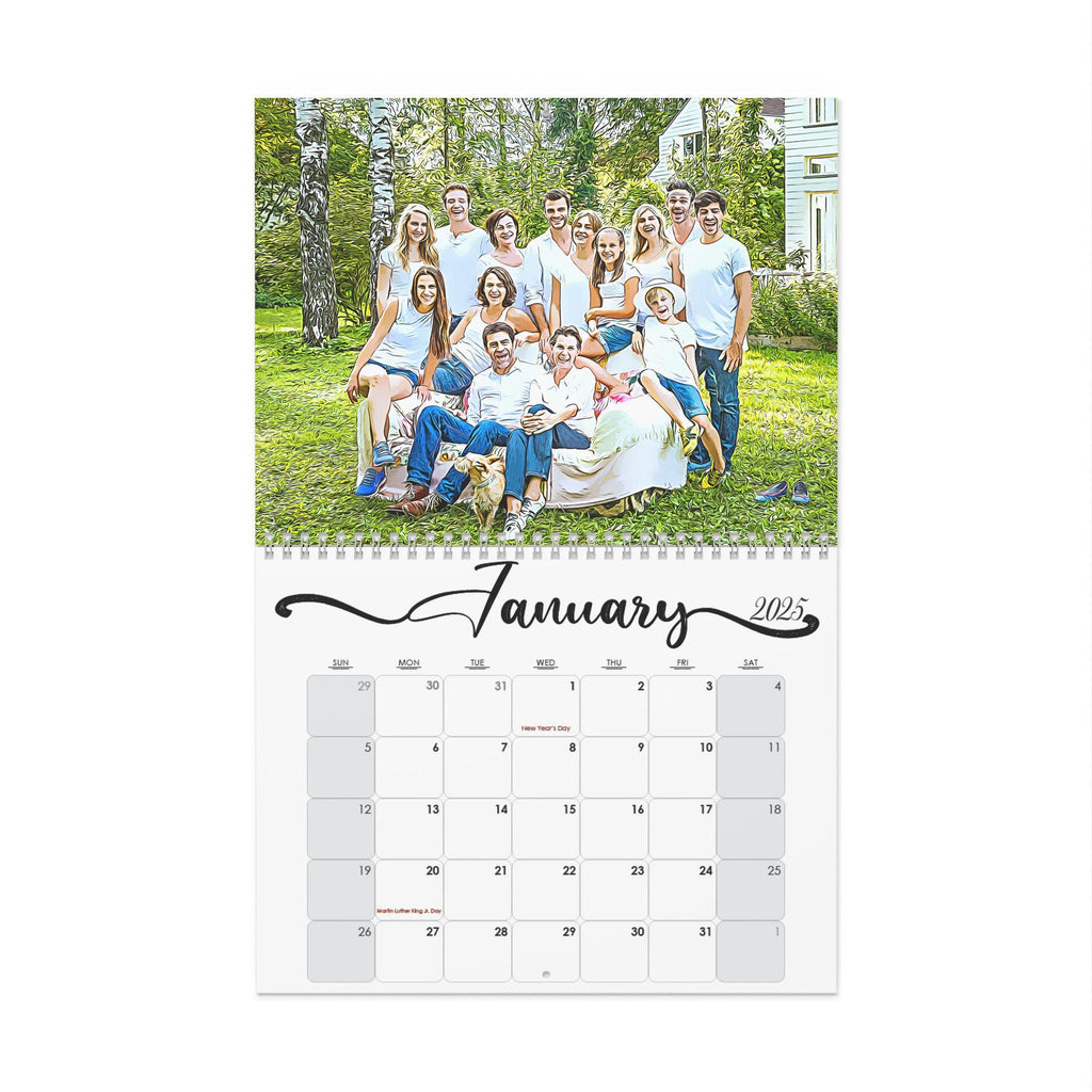Personalized Photo Wall Calendar, Custom Family Gift (11x8.5)