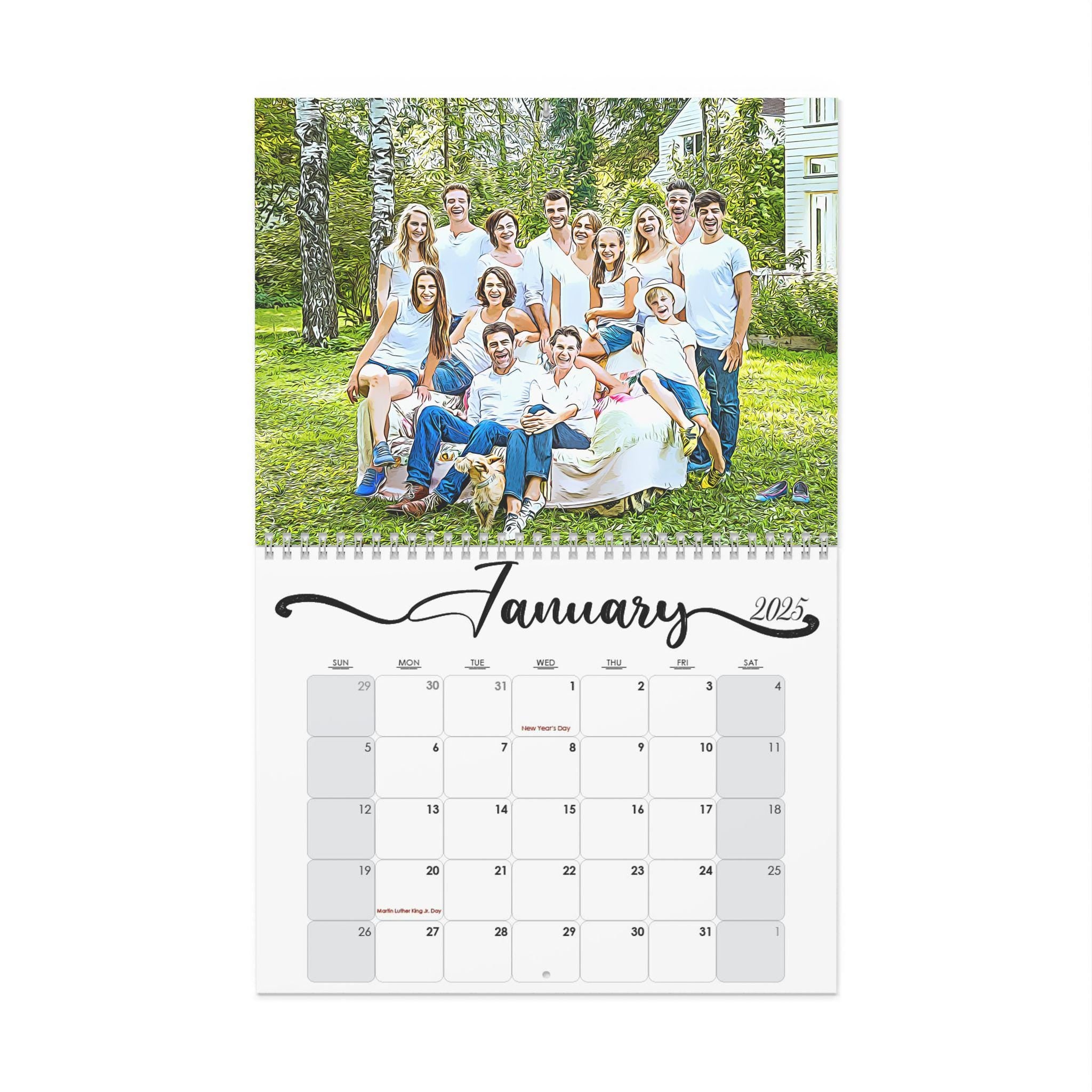 Personalized Photo Wall Calendar, Custom Family Gift (11x8.5)