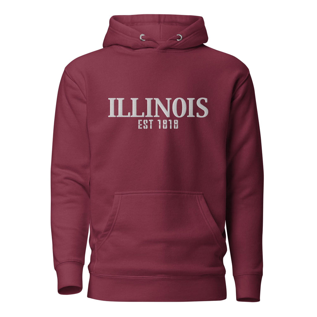 Embroidered Illinois State Premium Hoodie