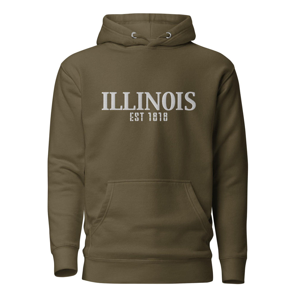 Embroidered Illinois State Premium Hoodie