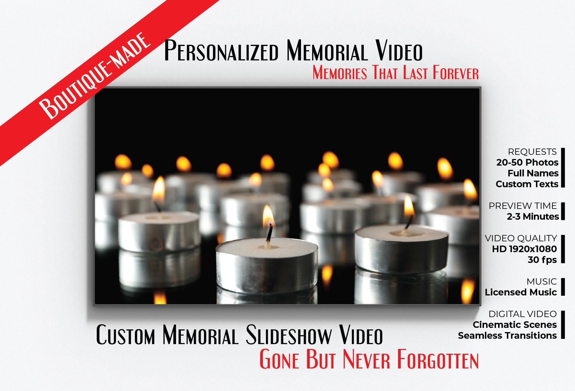 Personalized Memorial Video: Celebration of Life Tribute (Digital File, 1080p HD MP4 Format)
