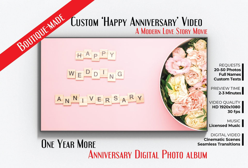 Personalized Anniversary Video Gift: Cinematic Photo Slideshow (Digital Download)