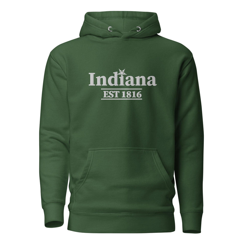 Embroidered Indiana State Premium Hoodie
