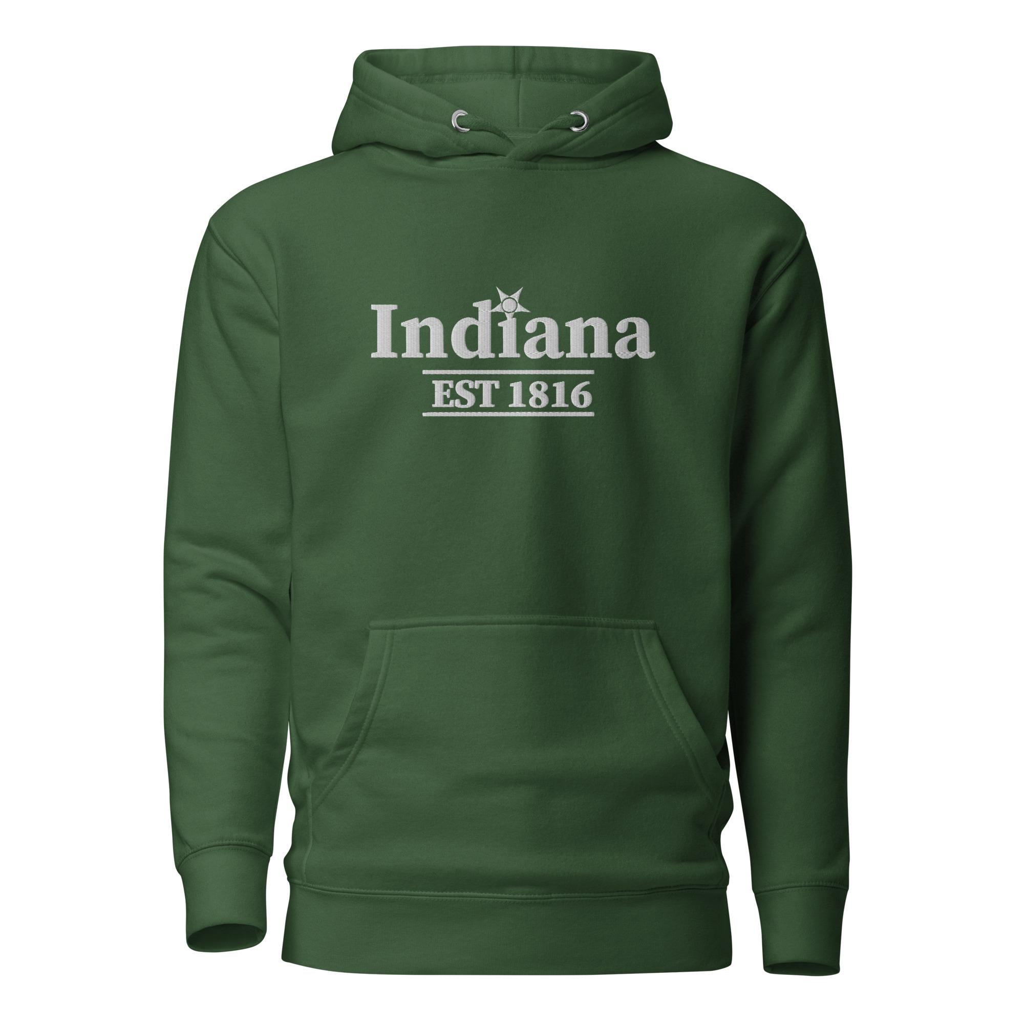 Embroidered Indiana State Premium Hoodie