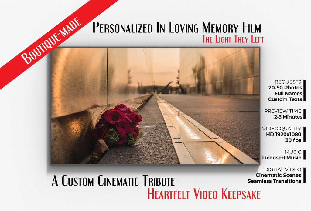 Personalized Memorial Video: Celebration of Life Tribute (Digital File, 1080p HD MP4 Format)