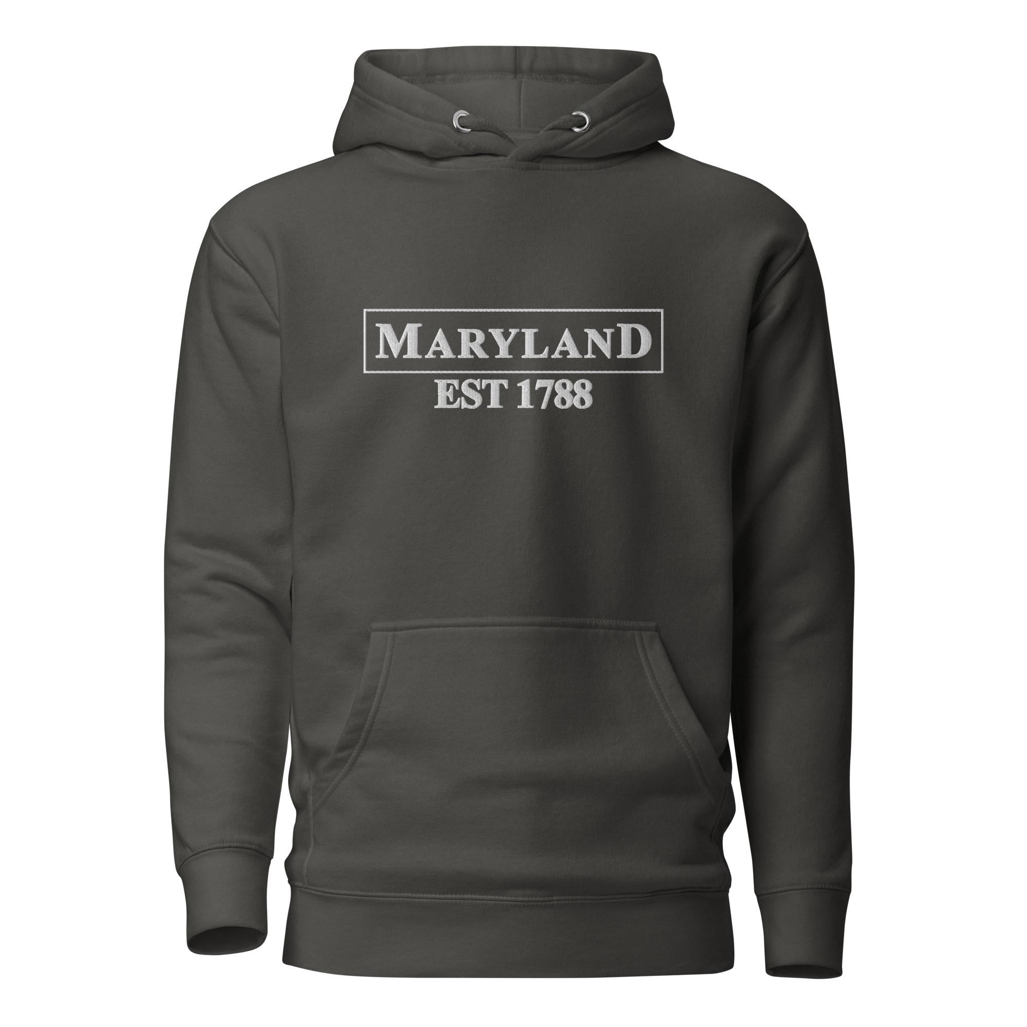 Embroidered Maryland State Premium Hoodie