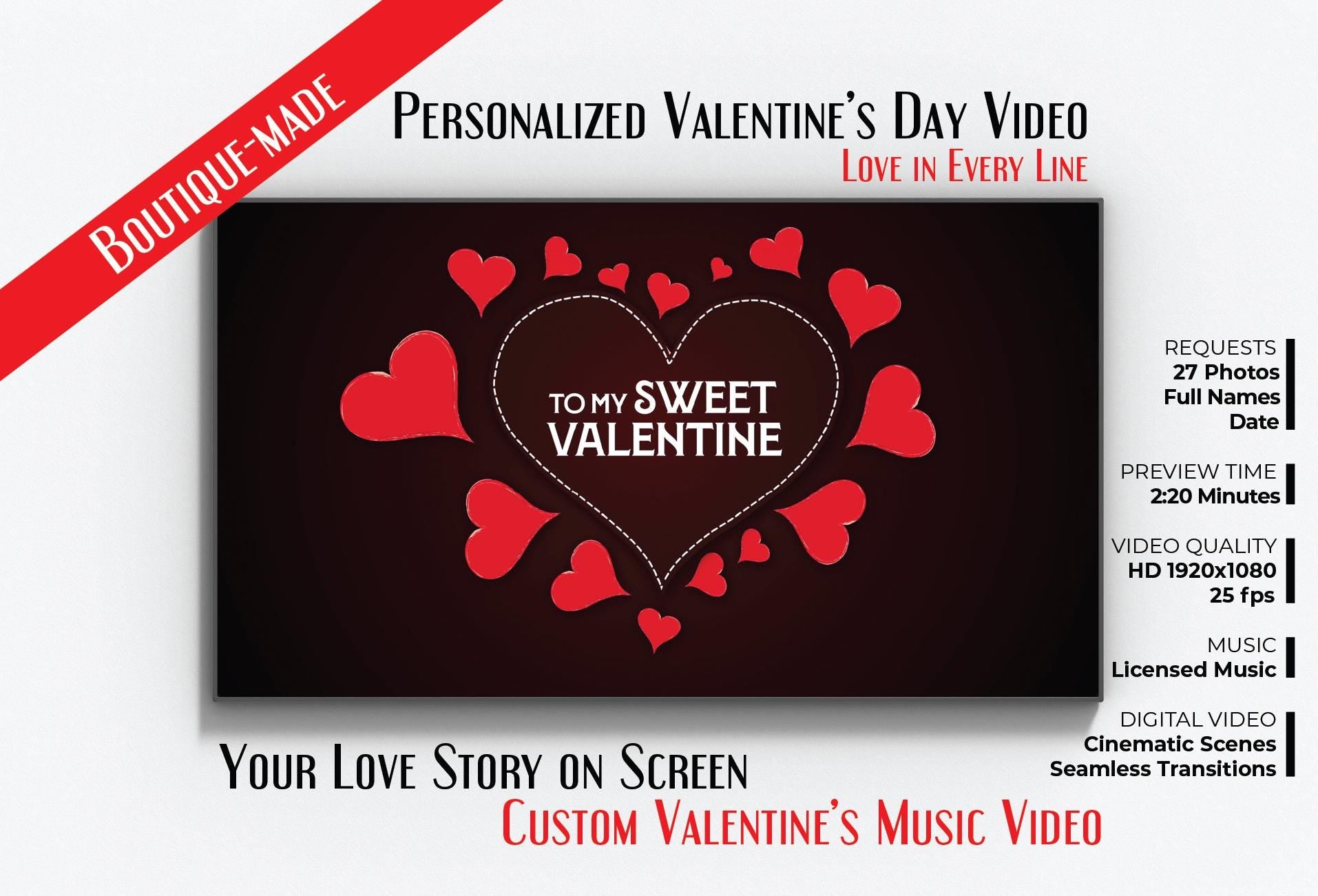 Personalized Valentine's Day Video Gift | Cinematic Love Story Film | Elegant Digital Couples Keepsake