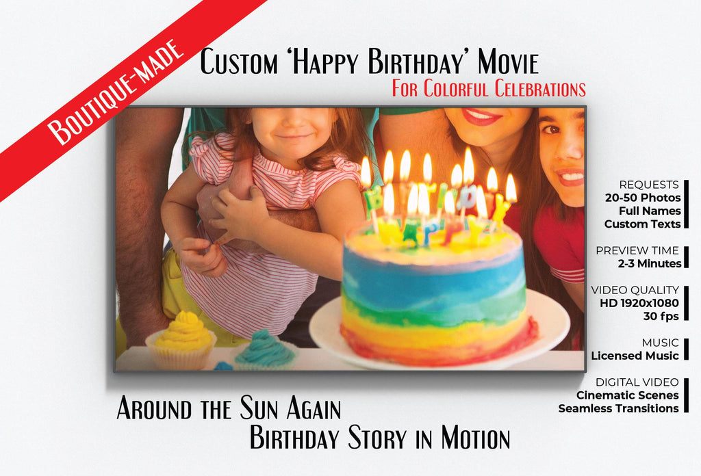 Personalized Birthday Video Gift: Cinematic Photo Slideshow (Digital Download)