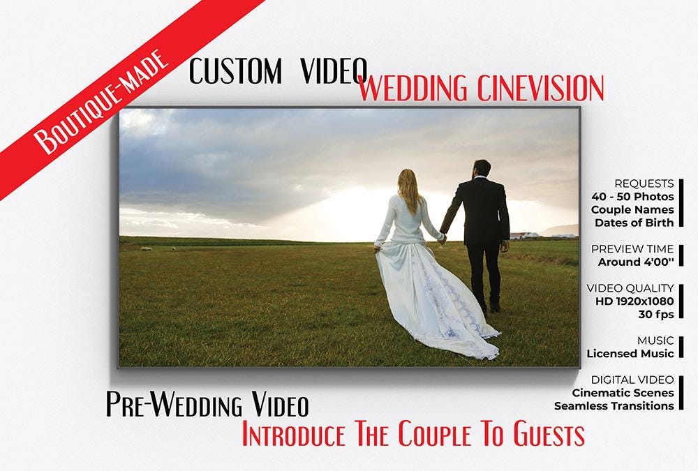 Custom Pre-Wedding Slideshow Video – Cinematic Couple Love Story | Digital Download