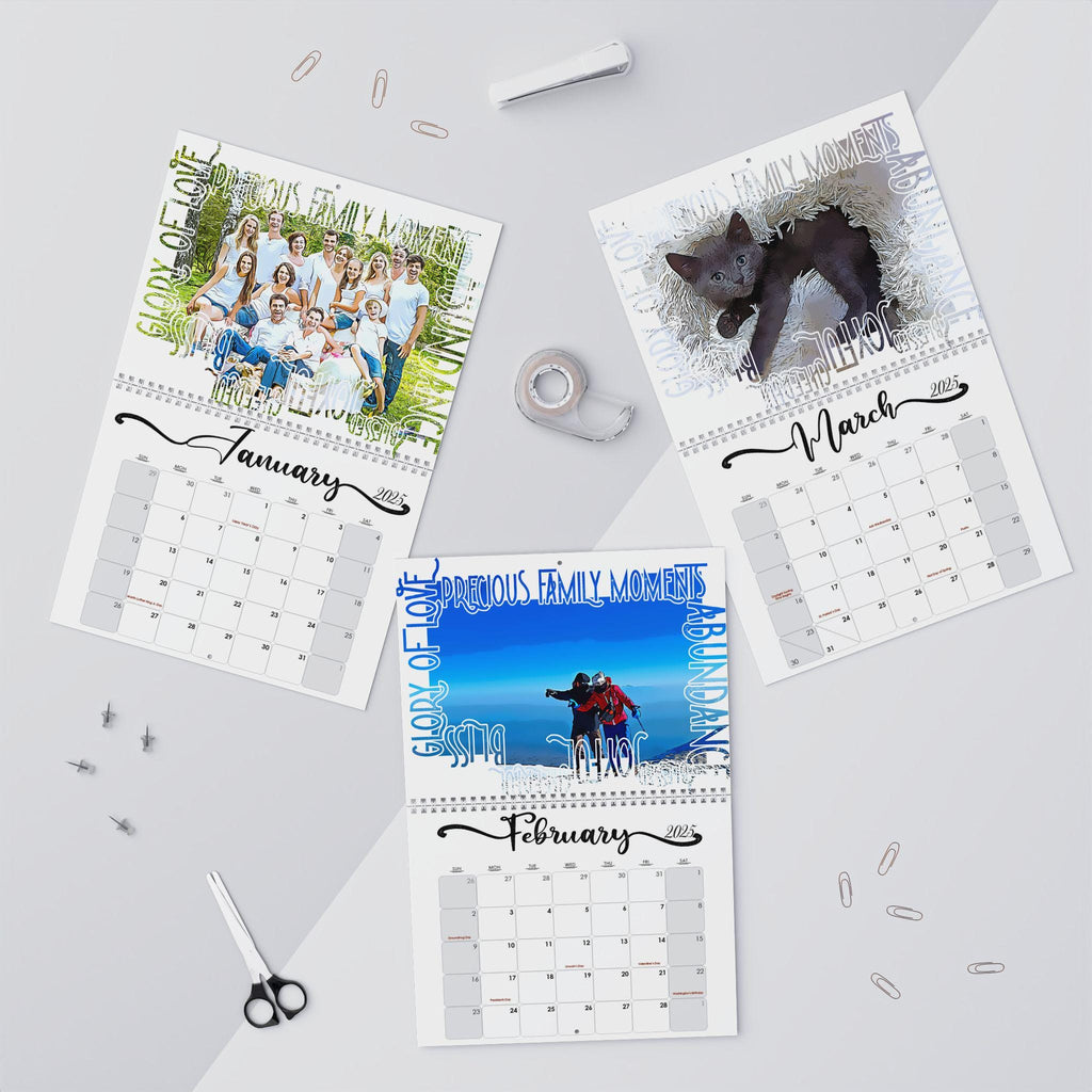 Personalized Photo Wall Calendar, Custom Family Gift (11x8.5)