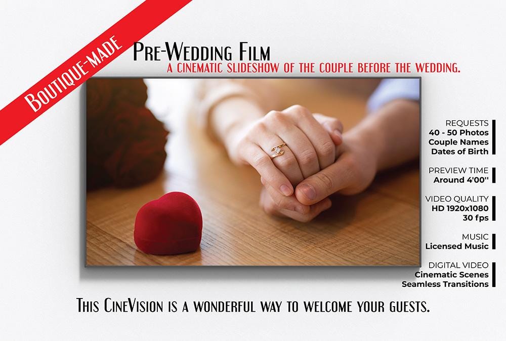 Custom Pre-Wedding Slideshow Video – Cinematic Couple Love Story | Digital Download