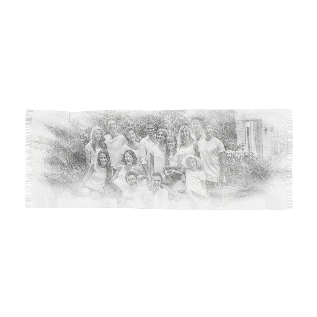 Personalized Pencil Sketch Effect Woman Scarf