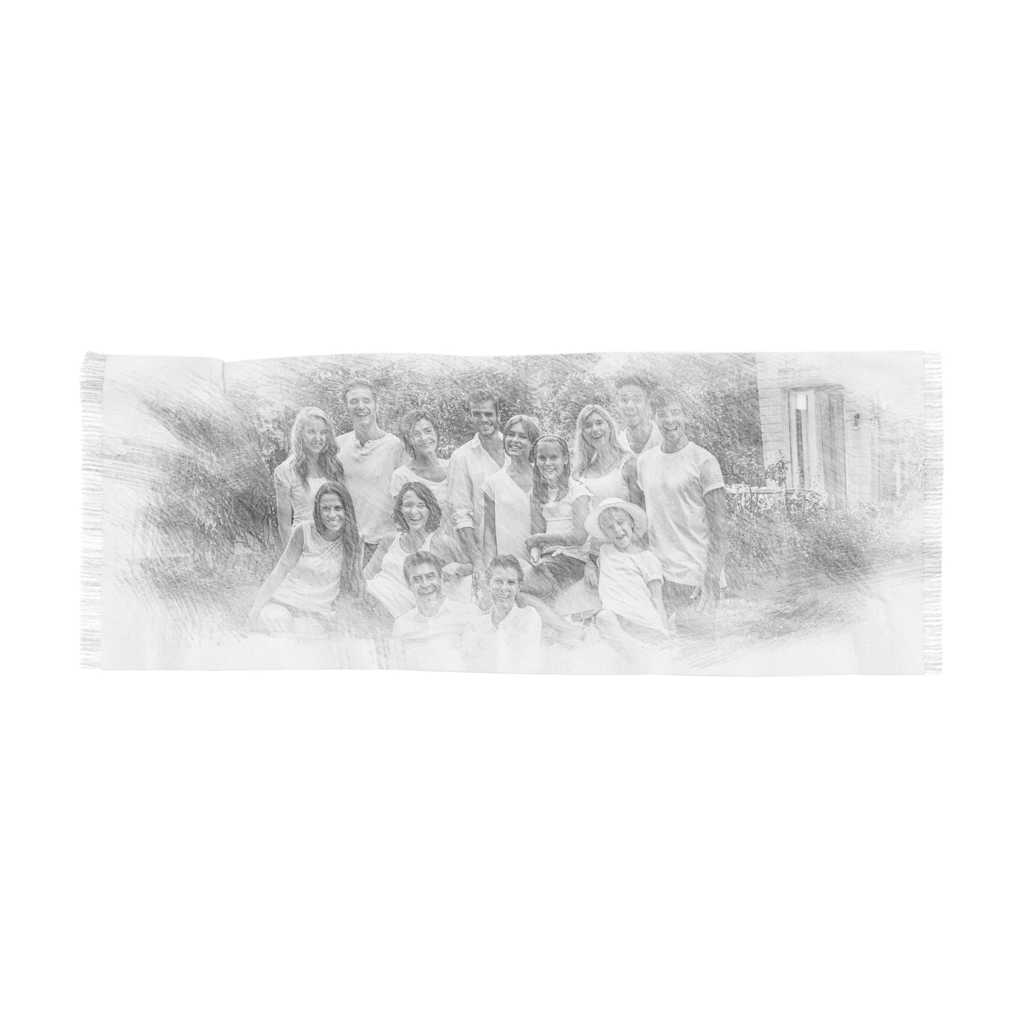 Personalized Pencil Sketch Effect Woman Scarf