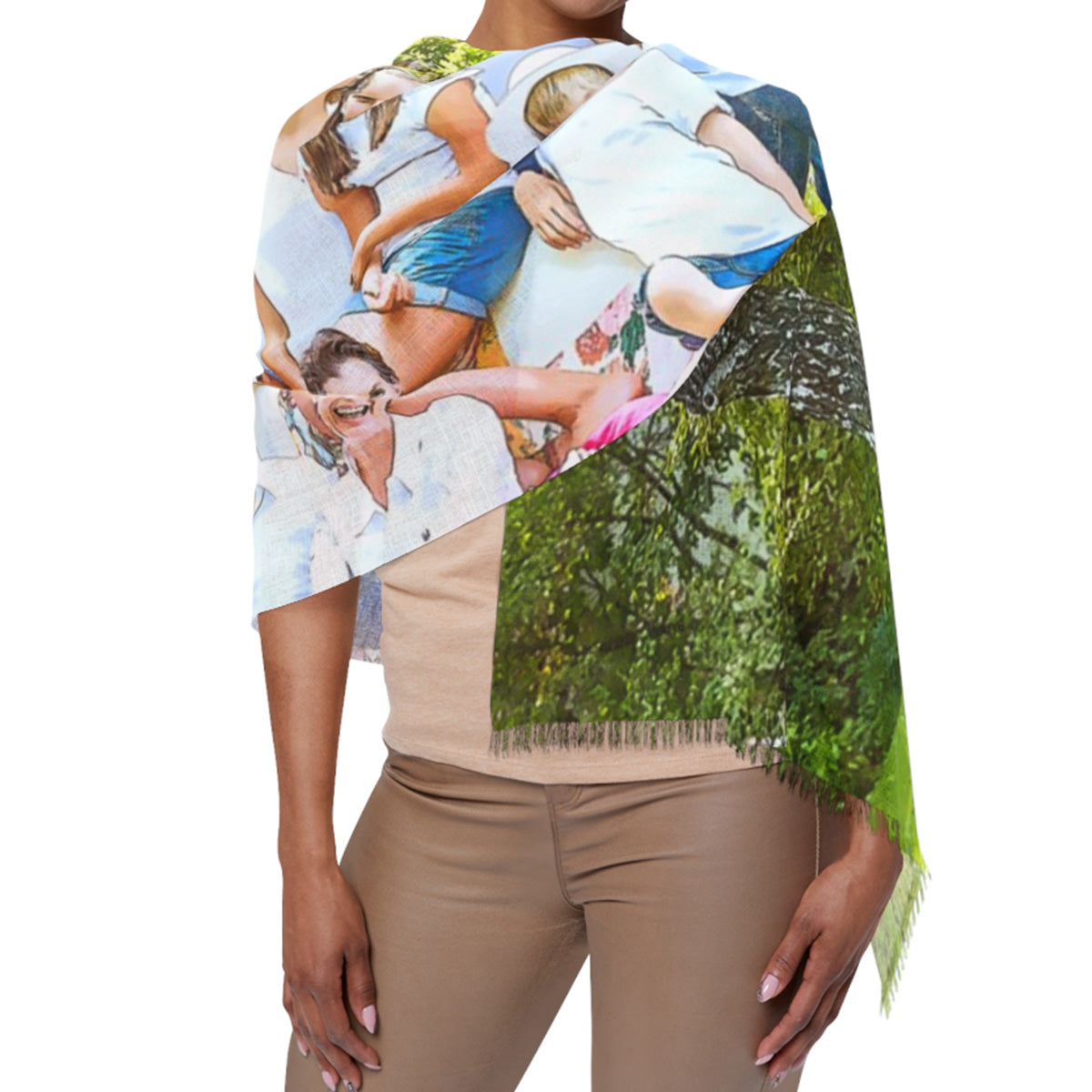Personalized Cartoonize Effect Woman Scarf