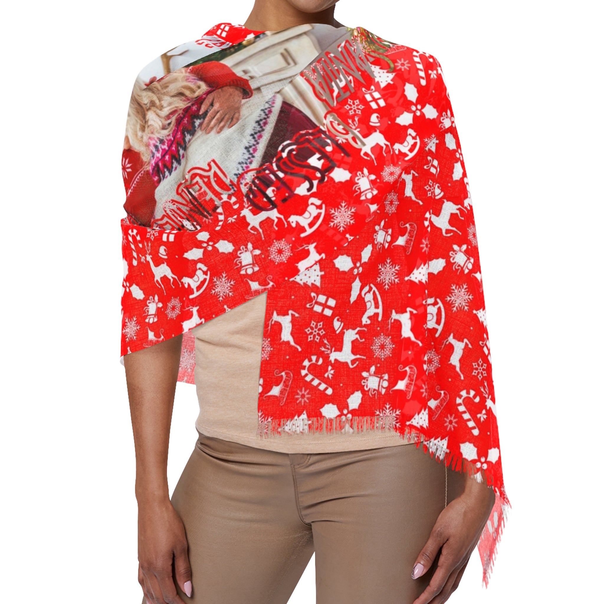 Personalized Christmas Photo Printed Scarf