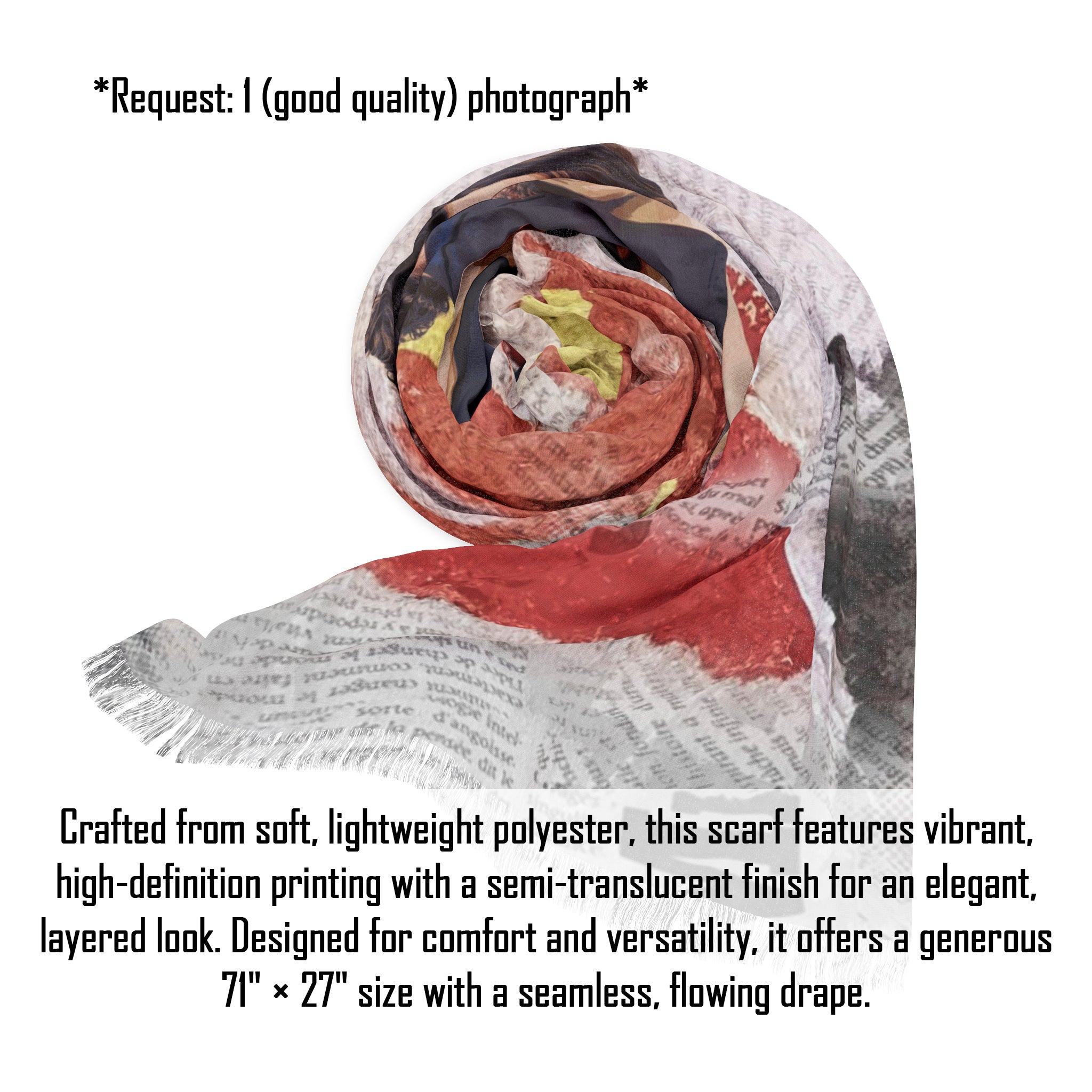Personalized Newspaper Style Crop Character Scarf