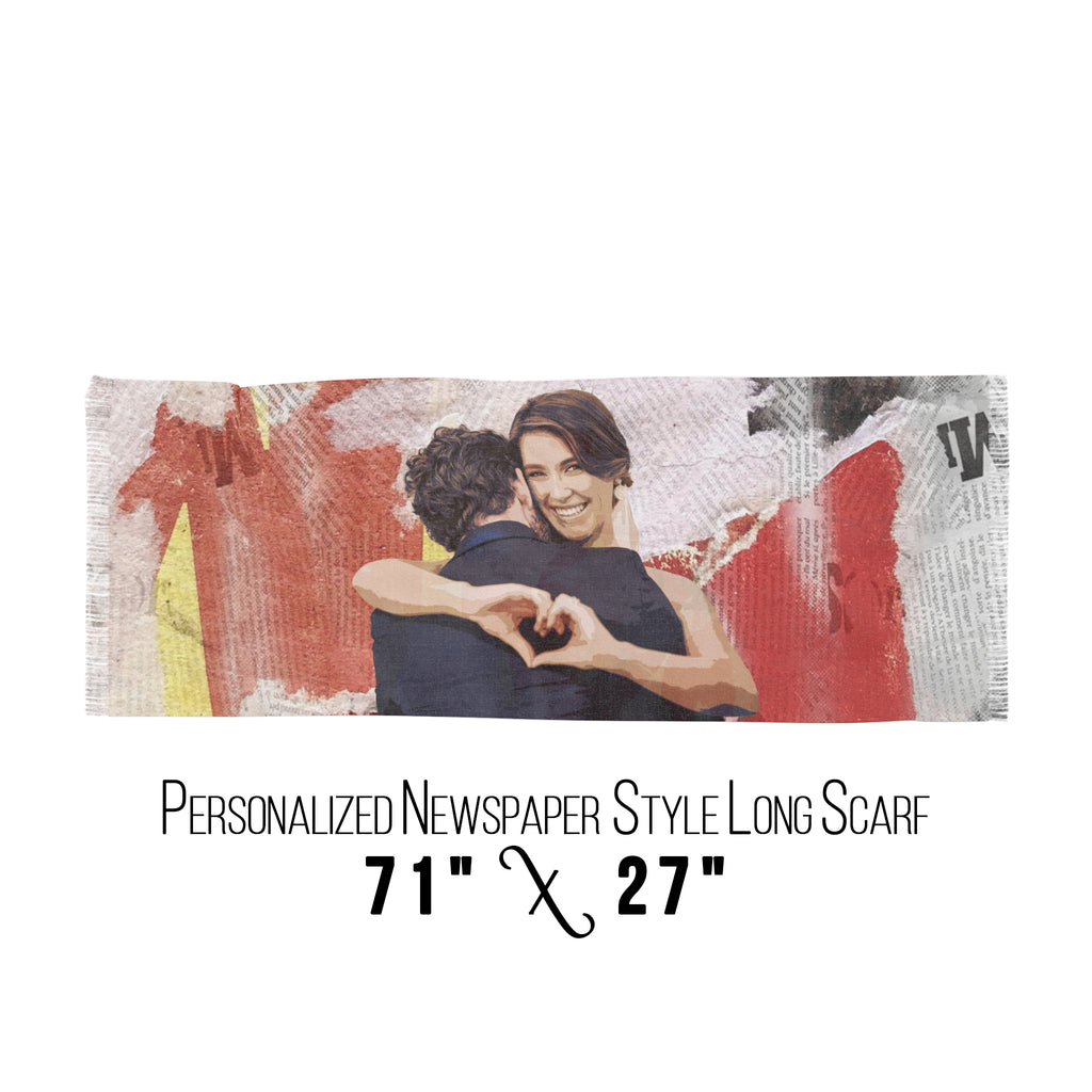 Personalized Newspaper Style Crop Character Scarf