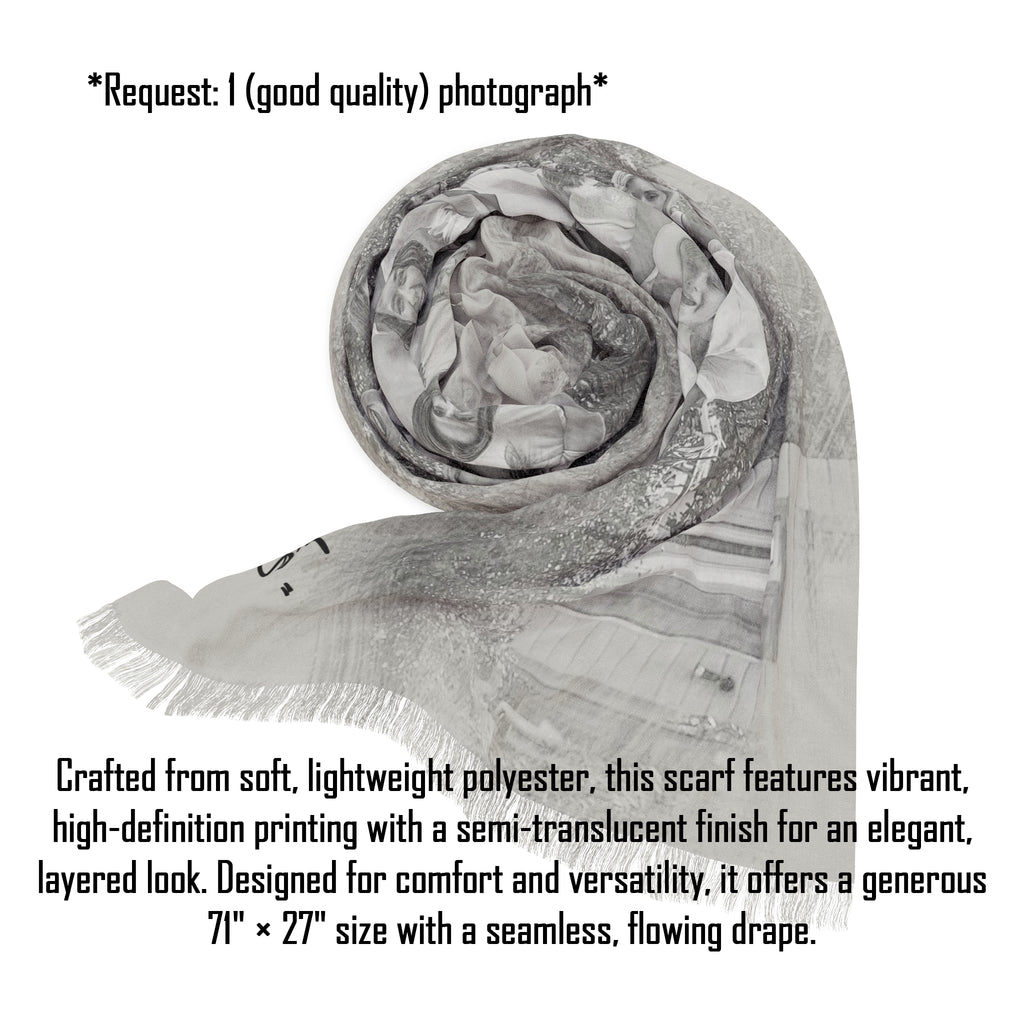 Personalized Pencil Sketch Effect Woman Scarf