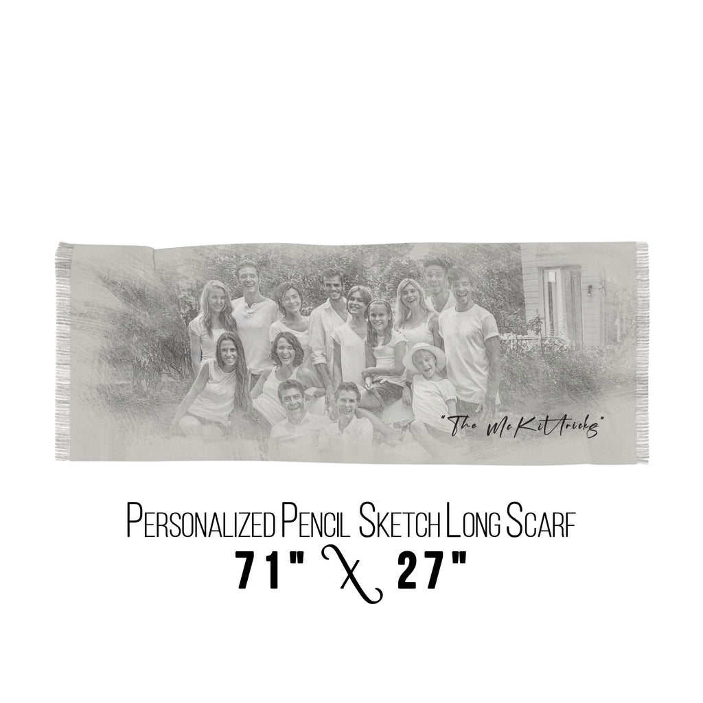 Personalized Pencil Sketch Effect Woman Scarf