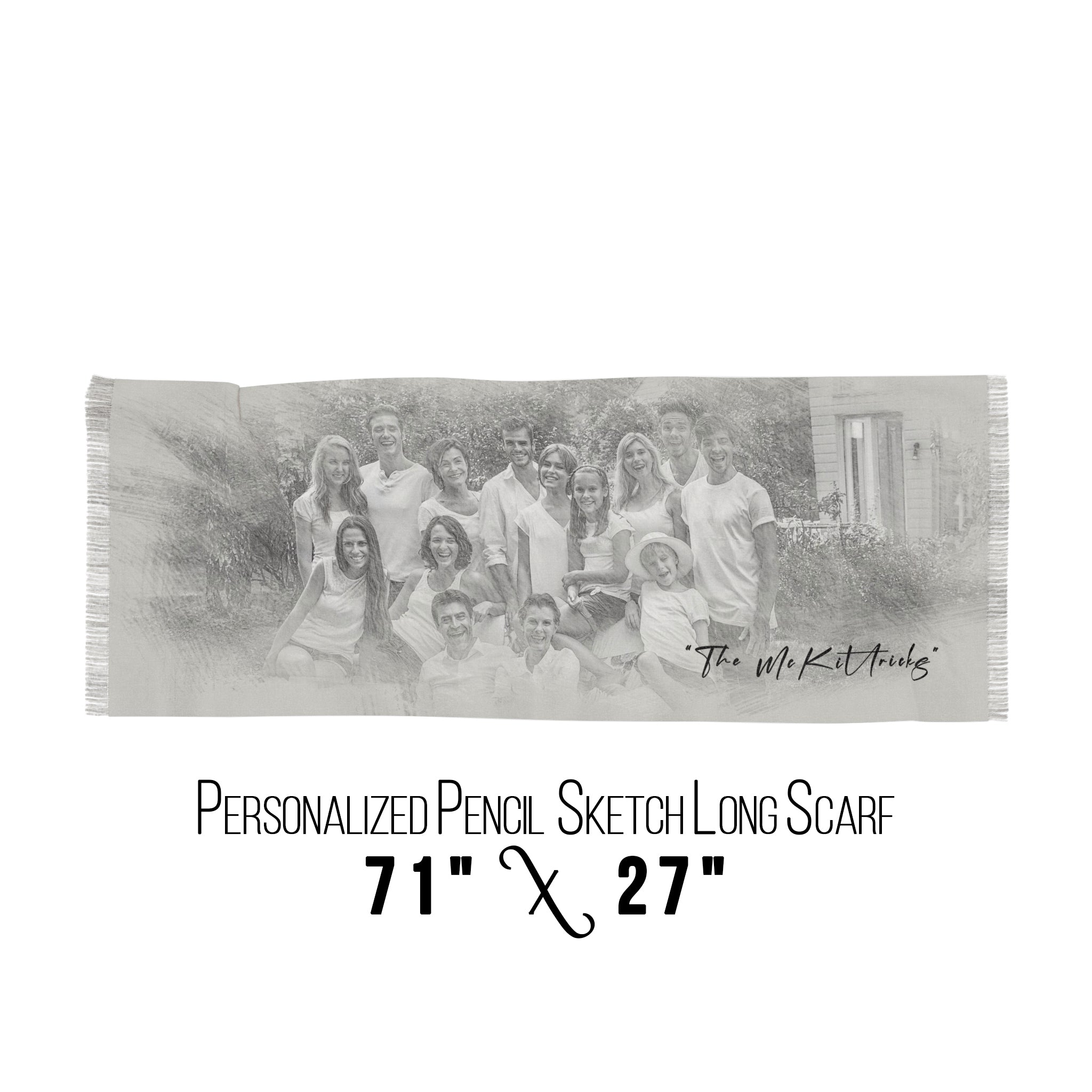 Personalized Pencil Sketch Effect Woman Scarf