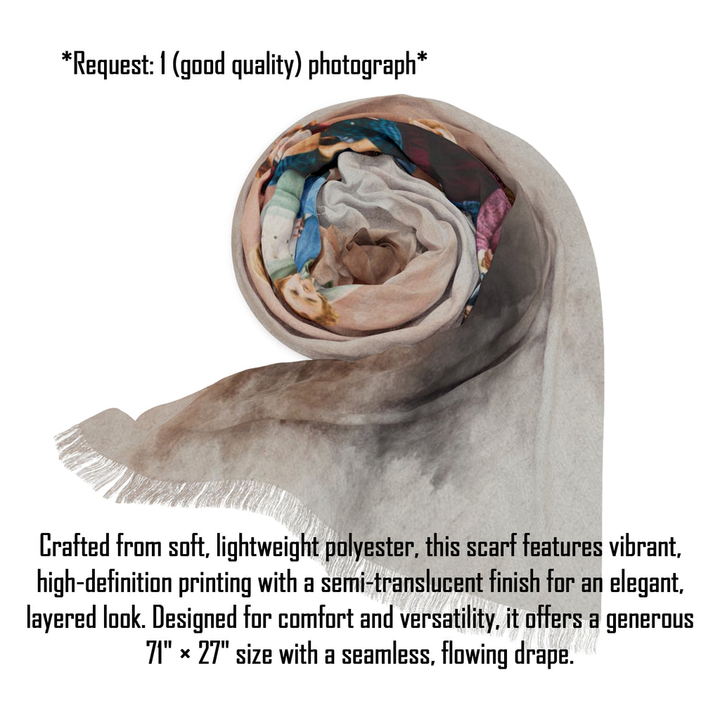 Personalized Watercolor Crop Effect Woman Scarf