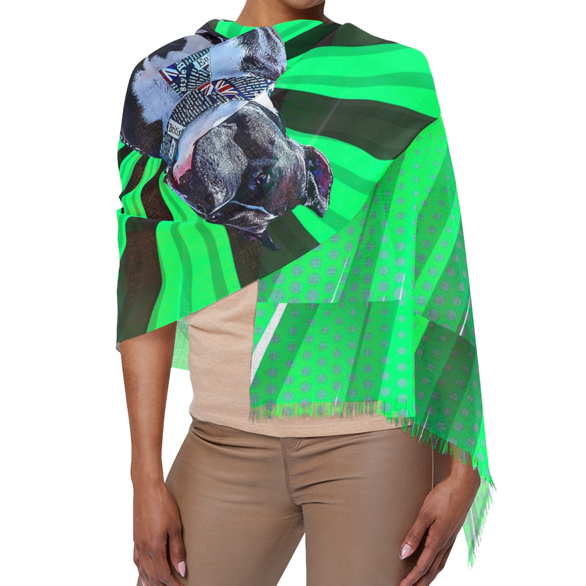 Personalized Pet Friend Crop Character Woman Scarf