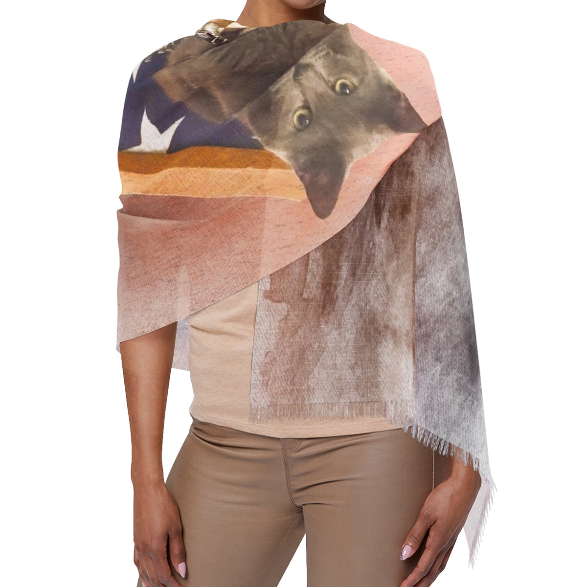 Personalized Pet Friend Crop Character Woman Scarf
