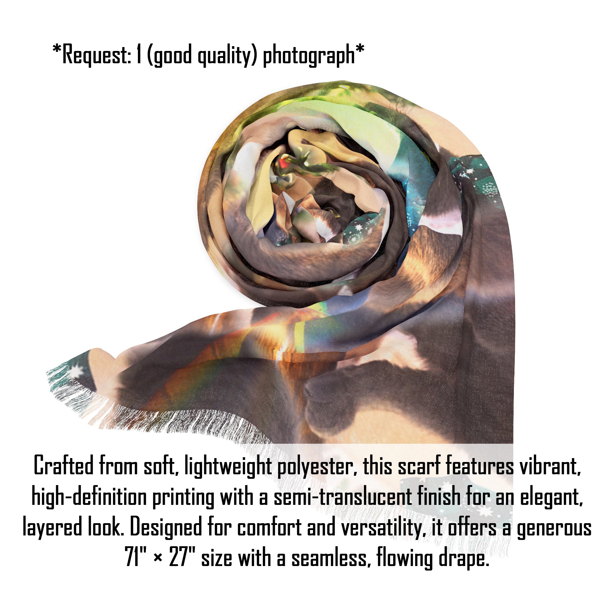 Personalized Pet Lover Woman Artistic Scarf
