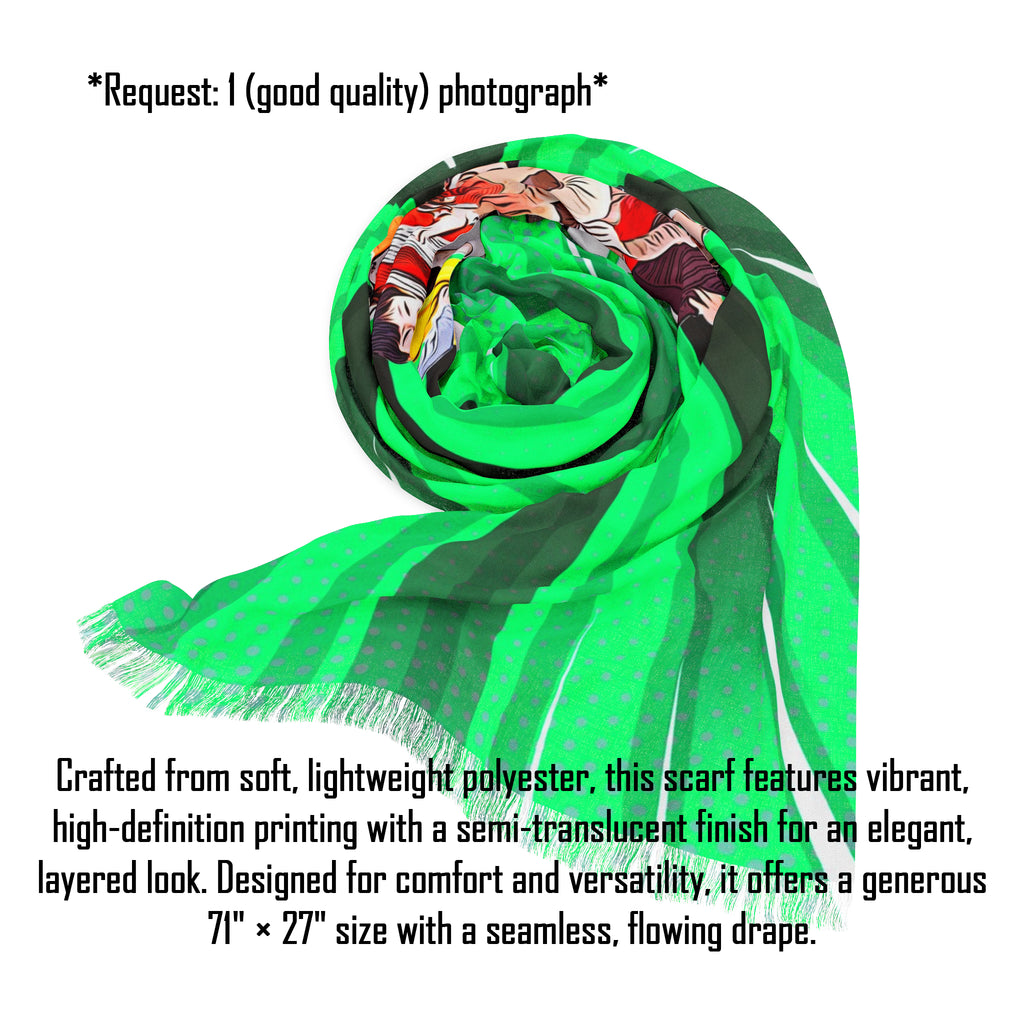 Personalized Cartoonize Crop Effect Woman Scarf