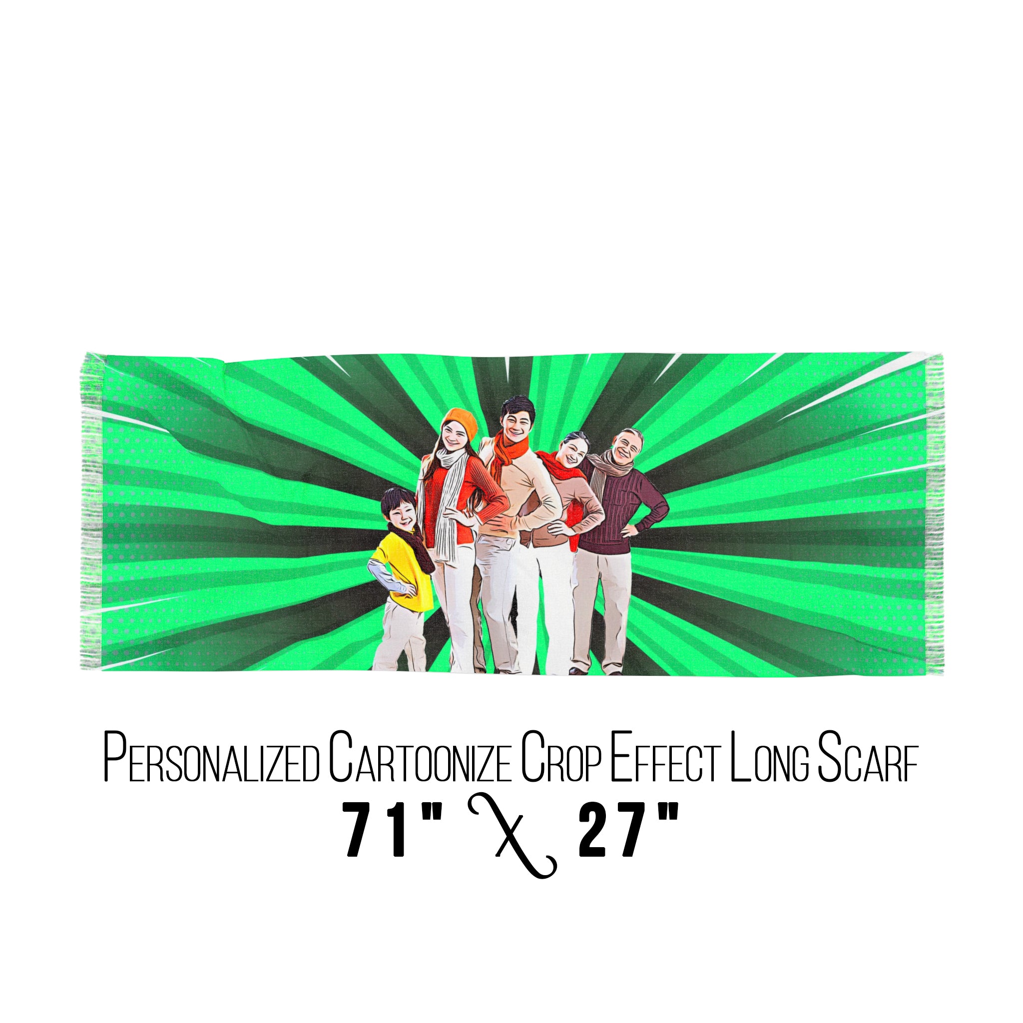 Personalized Cartoonize Crop Effect Woman Scarf