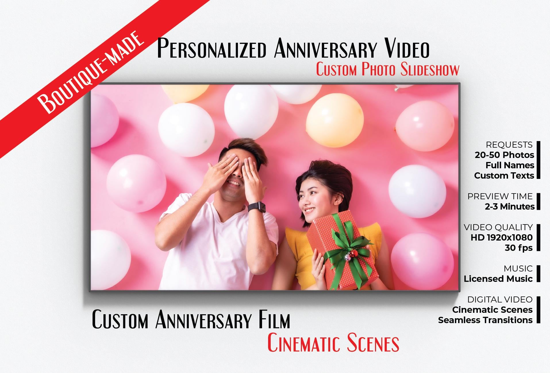 Personalized Anniversary Video Gift: Cinematic Photo Slideshow (Digital Download)