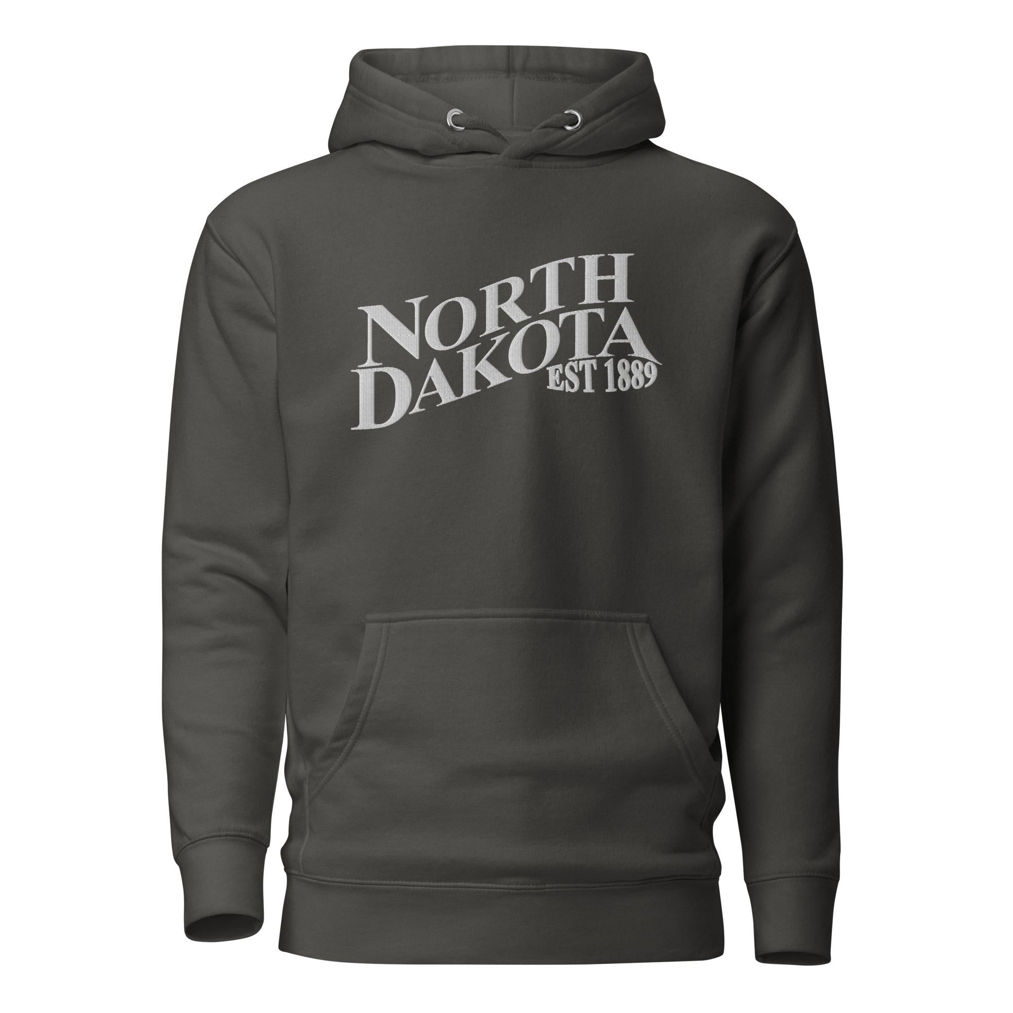Embroidered North Dakota Premium Hoodie