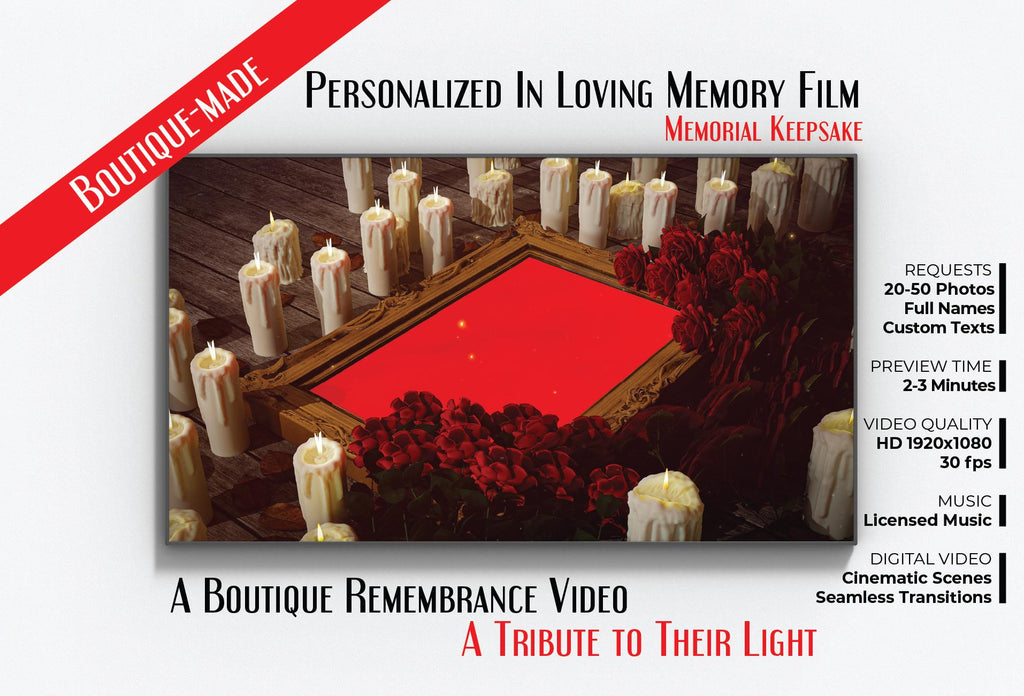 Personalized Memorial Video: Celebration of Life Tribute (Digital File, 1080p HD MP4 Format)