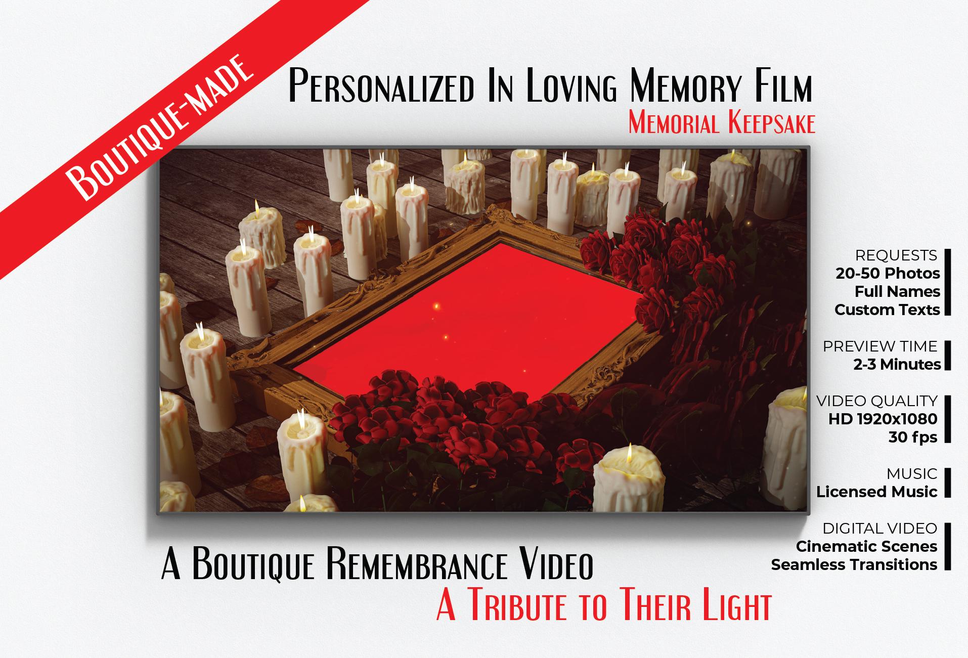 Personalized Memorial Video: Celebration of Life Tribute (Digital File, 1080p HD MP4 Format)